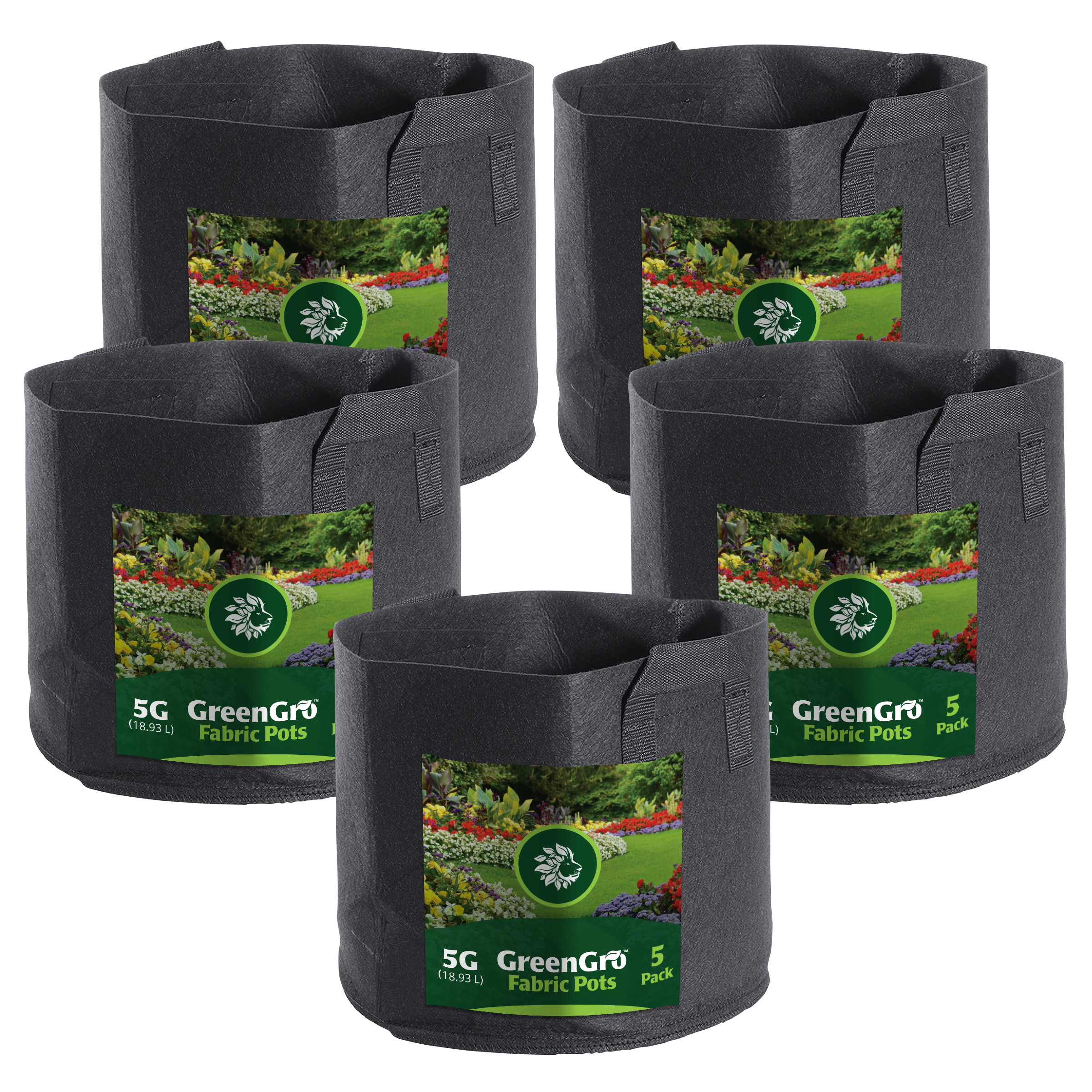 pot plant bags GreenGro Biologicals 5-Gallon Fabric Grow Bags (5-Pack)